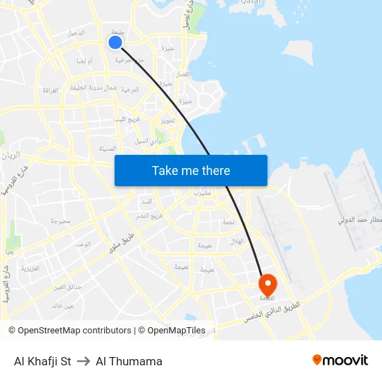 Al Khafji St to Al Thumama map