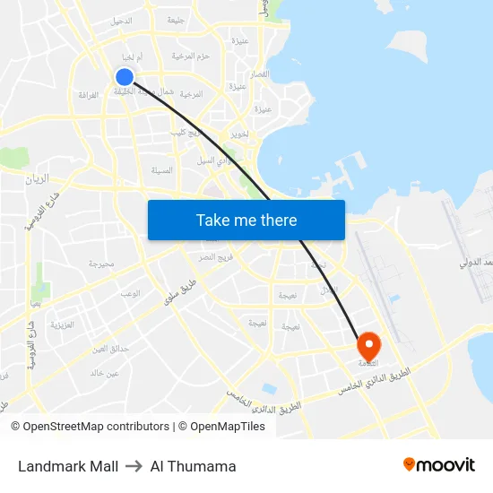 Landmark Mall to Al Thumama map