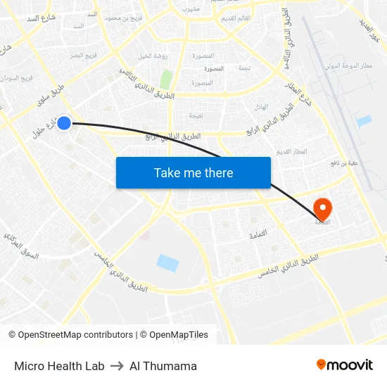 Micro Health Lab to Al Thumama map