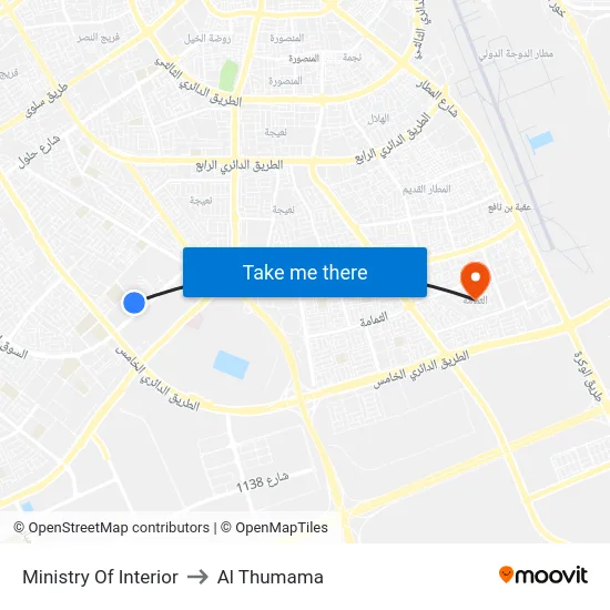 Ministry Of Interior to Al Thumama map