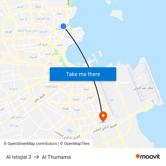 Al Istiqlal 3 to Al Thumama map