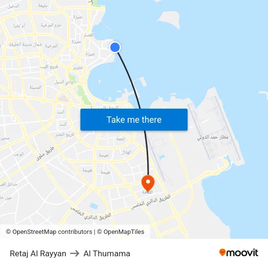 Retaj Al Rayyan to Al Thumama map