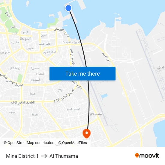 Mina District 1 to Al Thumama map