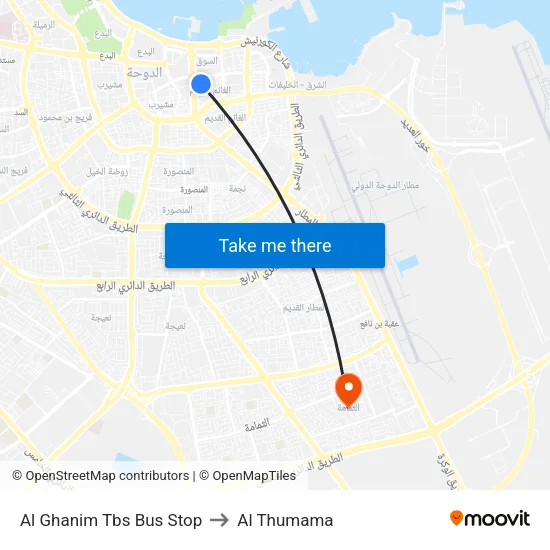 Al Ghanim Bus Stop to Al Thumama map