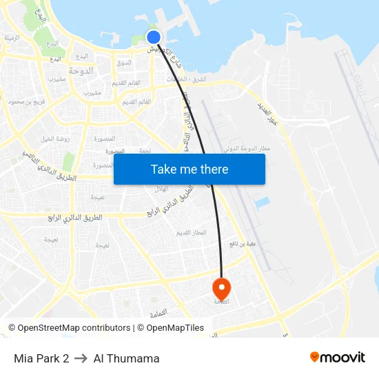 Mia Park 2 to Al Thumama map