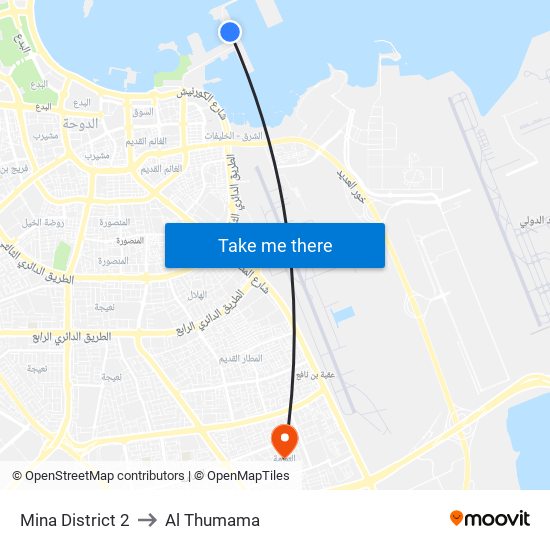 Mina District 2 to Al Thumama map