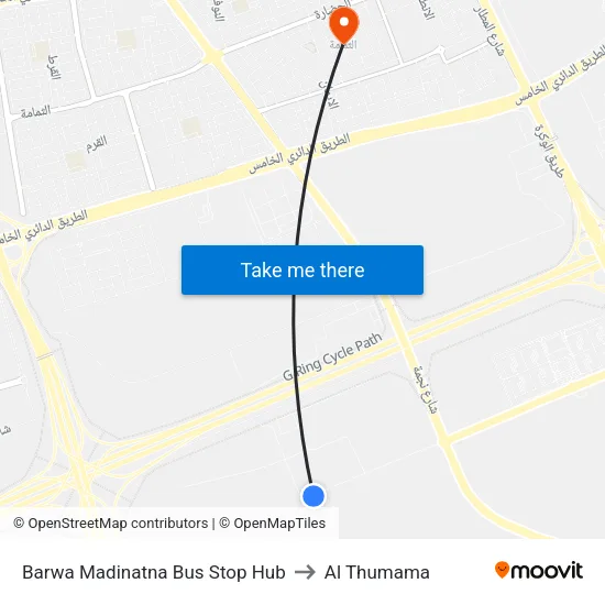 Barwa Madinatna Bus Stop Hub to Al Thumama map