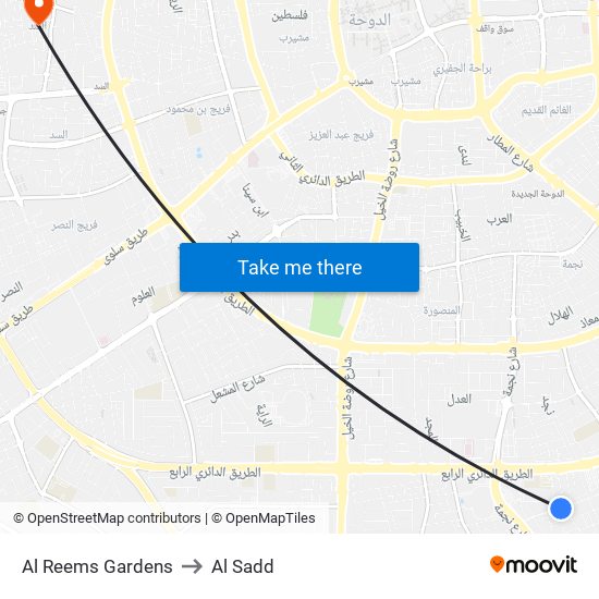 Al Reems Gardens to Al Sadd map