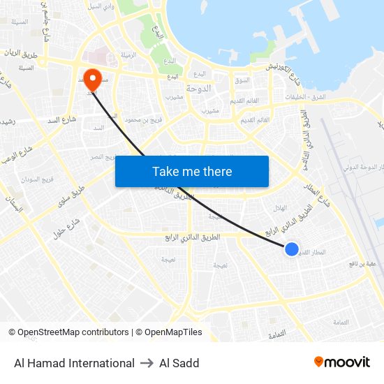 Al Hamad International to Al Sadd map