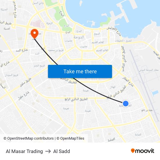 Al Masar Trading to Al Sadd map