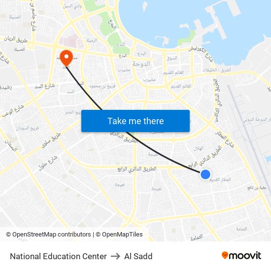 National Education Center to Al Sadd map