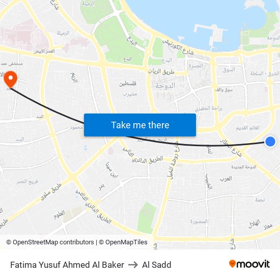 Fatima Yusuf Ahmed Al Baker to Al Sadd map