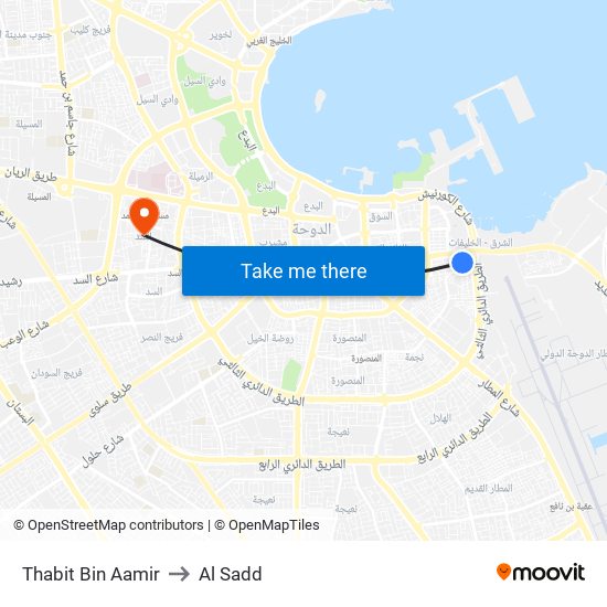 Thabit Bin Aamir to Al Sadd map