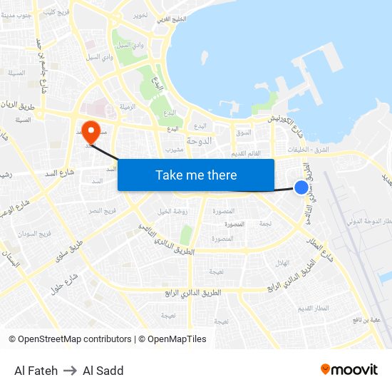 Al Fateh to Al Sadd map