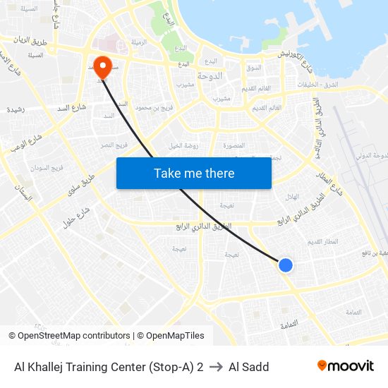 Al Khallej Training Center (Stop-A) 2 to Al Sadd map