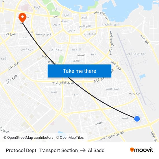 Protocol Dept. Transport Section to Al Sadd map