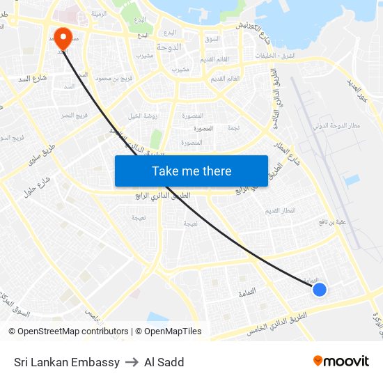 Sri Lankan Embassy to Al Sadd map