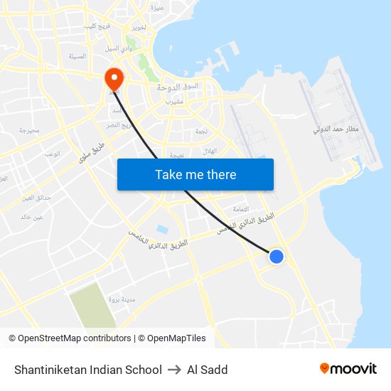 Shantiniketan Indian School to Al Sadd map
