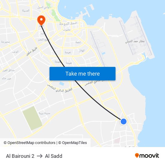 Al Bairouni 2 to Al Sadd map