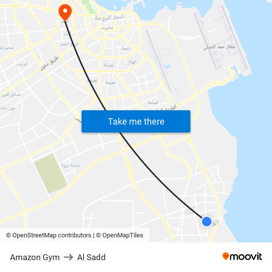 Amazon Gym to Al Sadd map