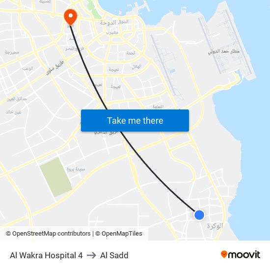 Al Wakra Hospital 4 to Al Sadd map