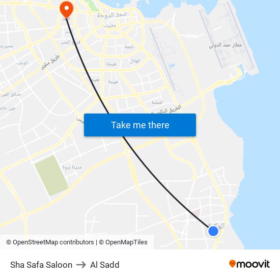 Sha Safa Saloon to Al Sadd map