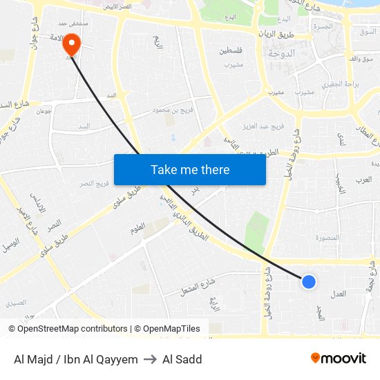 Al Majd / Ibn Al Qayyem to Al Sadd map