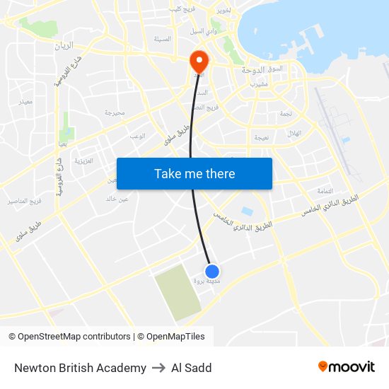 Newton British Academy to Al Sadd map