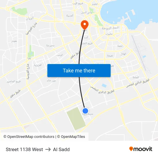 Street 1138 West to Al Sadd map