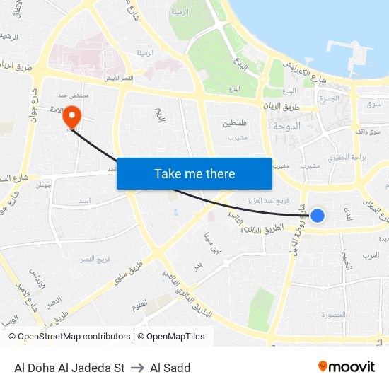 Al Doha Al Jadeda St to Al Sadd map