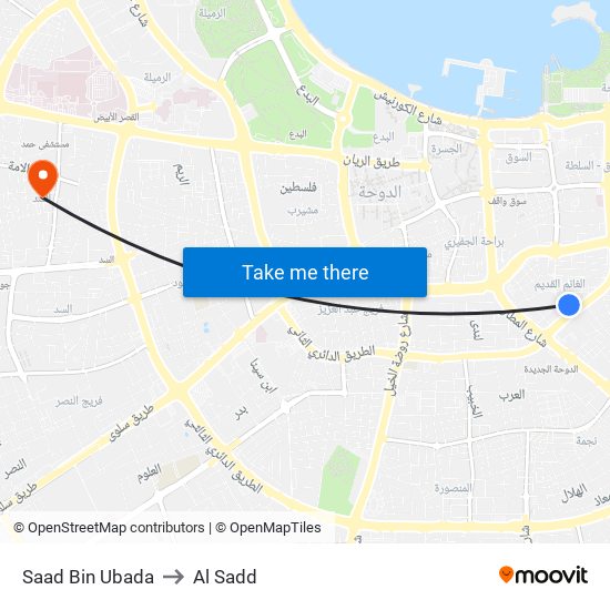 Saad Bin Ubada to Al Sadd map
