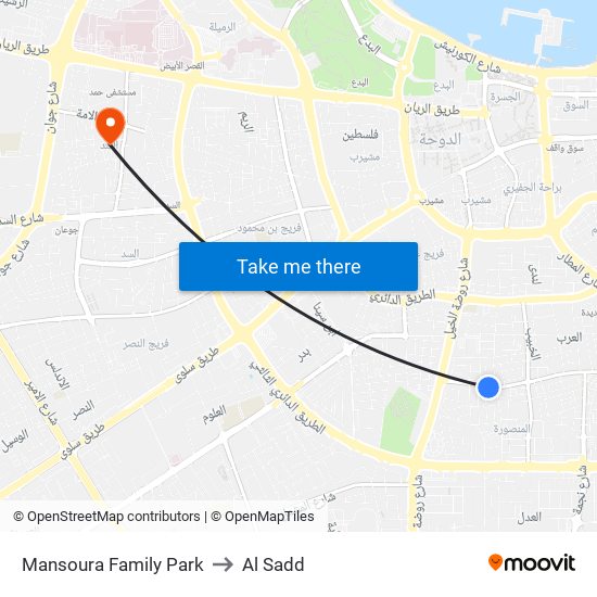 Mansoura Family Park to Al Sadd map