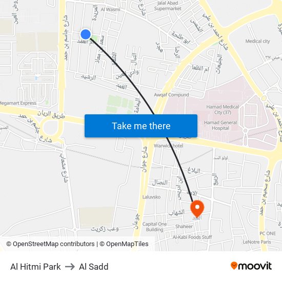 Al Hitmi Park to Al Sadd map