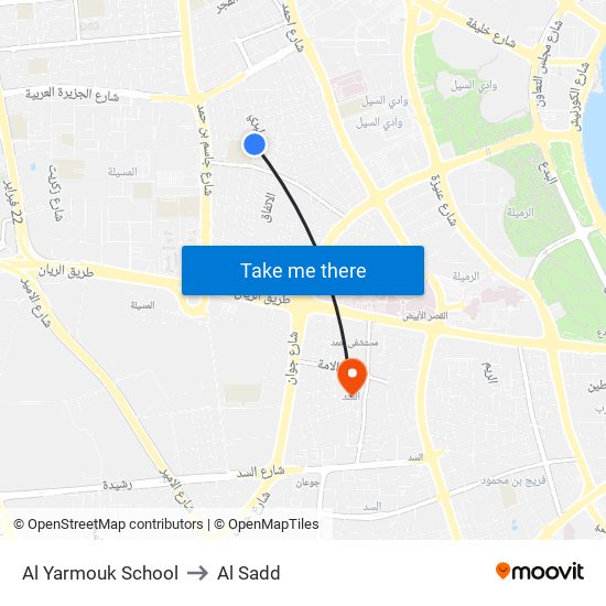 Al Yarmouk School to Al Sadd map