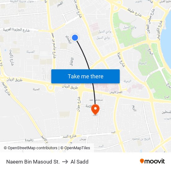 Naeem Bin Masoud St. to Al Sadd map