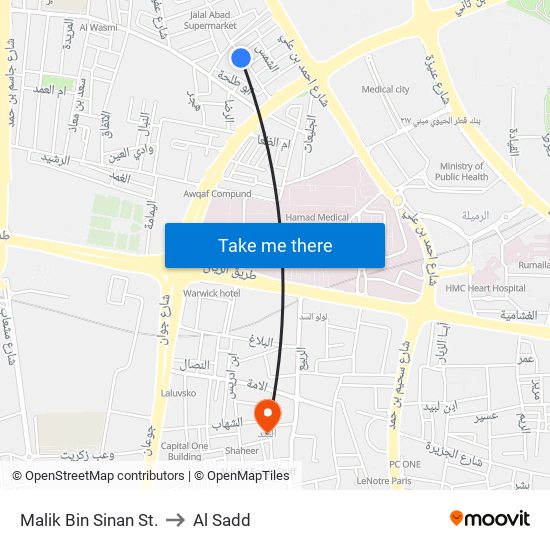 Malik Bin Sinan St. to Al Sadd map