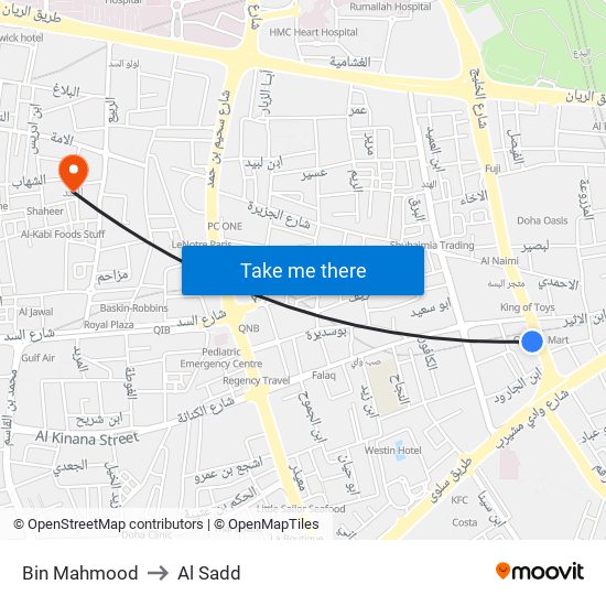 Bin Mahmood to Al Sadd map