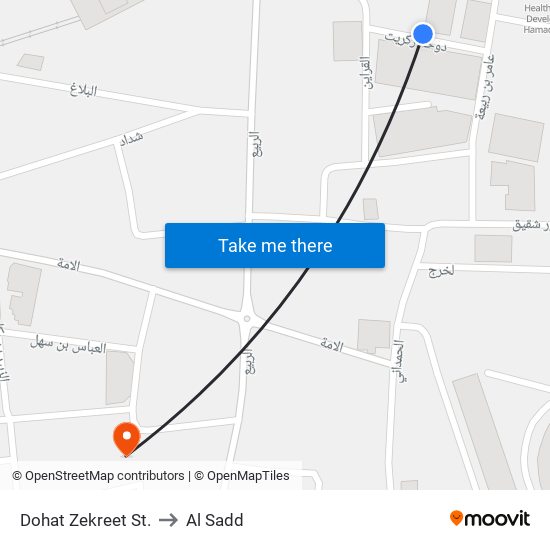 Dohat Zekreet St. to Al Sadd map