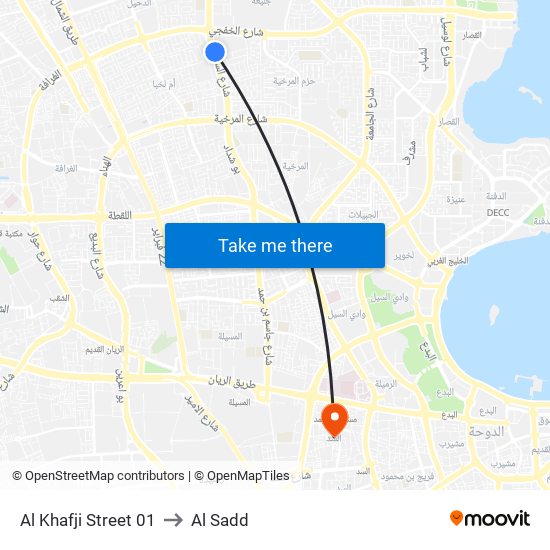 Al Khafji Street 01 to Al Sadd map
