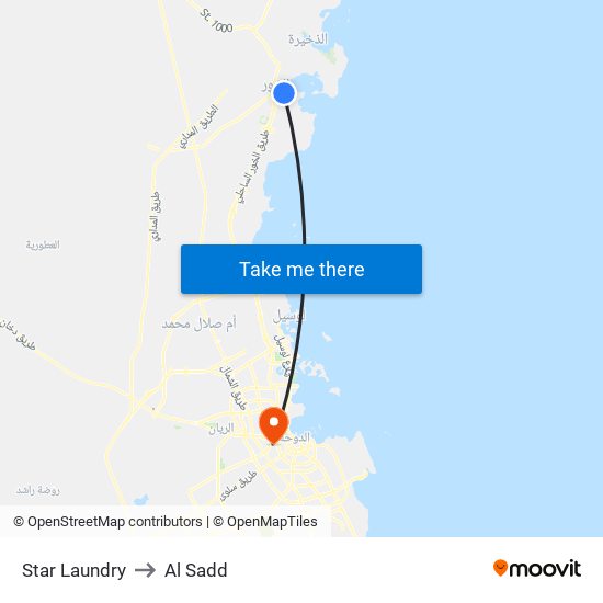 Star Laundry to Al Sadd map