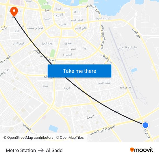 Metro Station to Al Sadd map