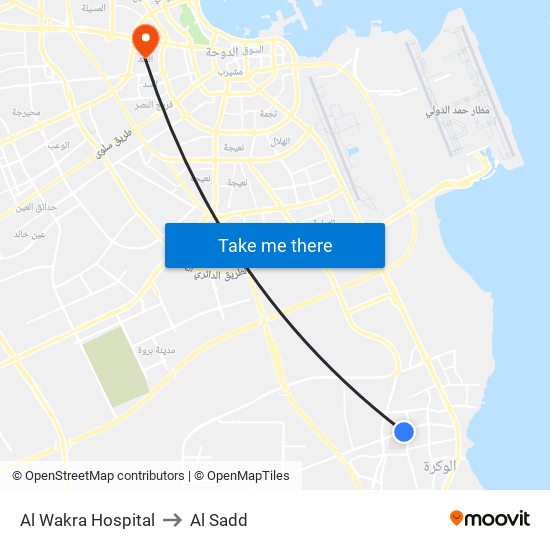 Al Wakra Hospital to Al Sadd map