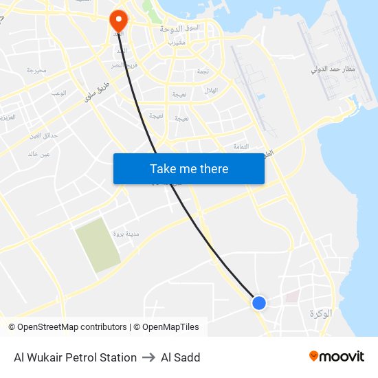 Al Wukair Petrol Station to Al Sadd map