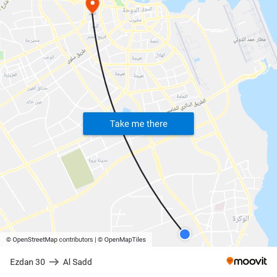 Ezdan 30 to Al Sadd map