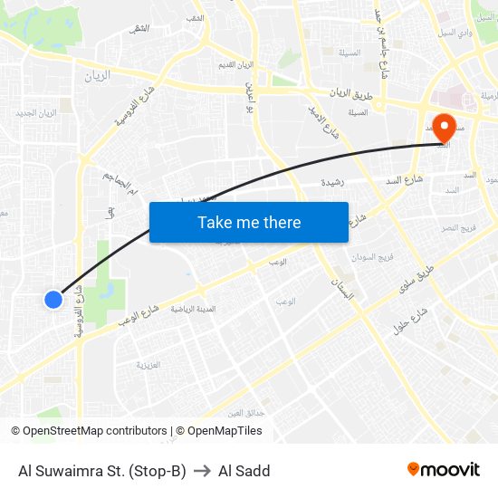Al Suwaimra St. (Stop-B) to Al Sadd map