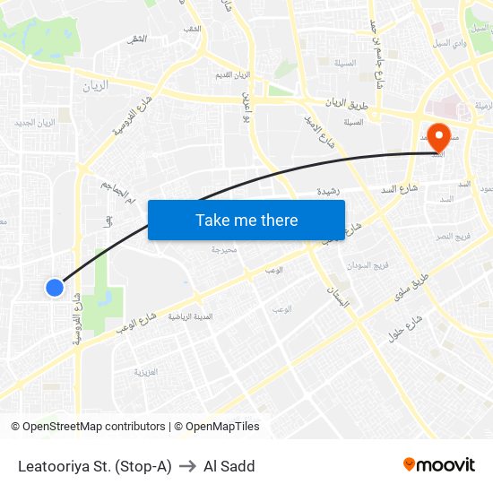 Leatooriya St. (Stop-A) to Al Sadd map