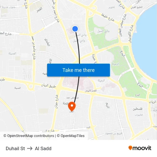 Duhail St to Al Sadd map