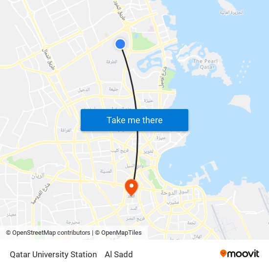 Qatar University Station to Al Sadd map