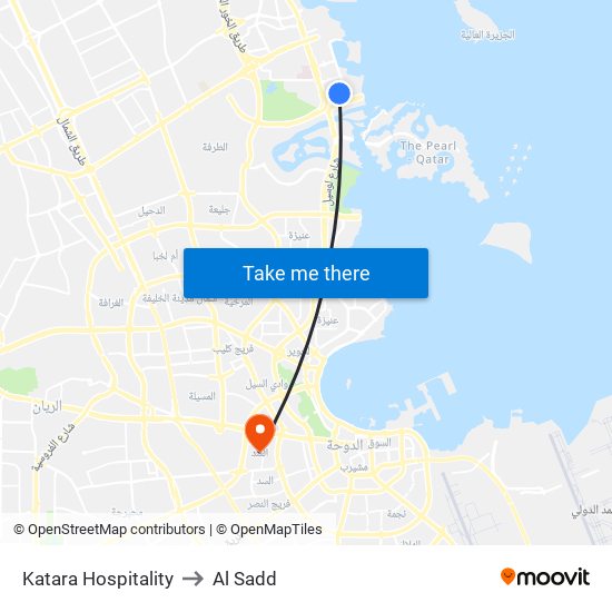 Katara Hospitality to Al Sadd map