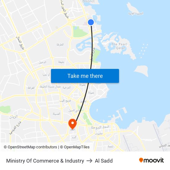 Ministry Of Commerce & Industry to Al Sadd map